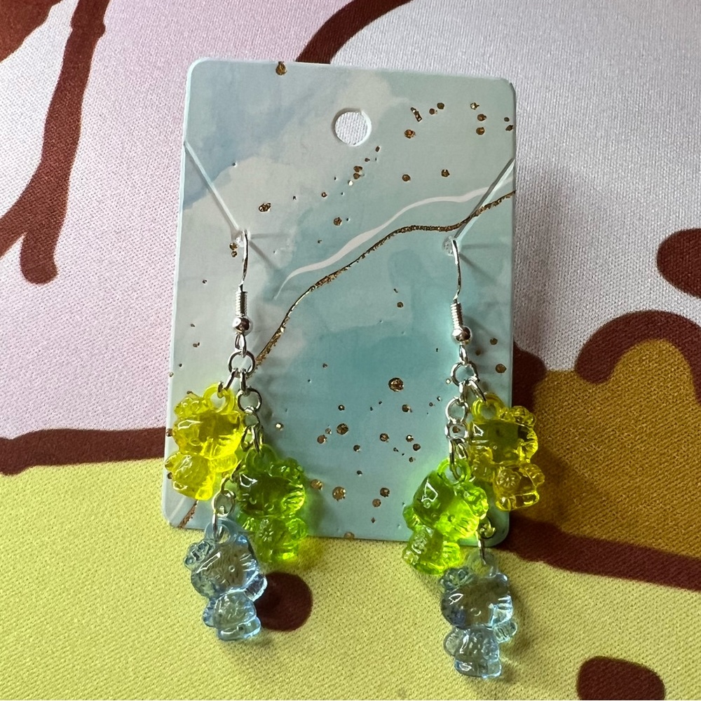 Electric Lemonade Gummy Bear Hello Kitty earrings